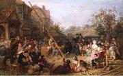 Frederick Goodall Raising the Maypole oil on canvas